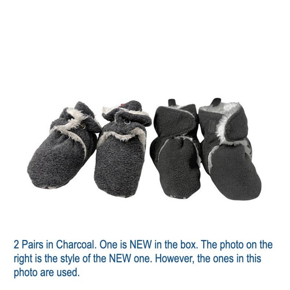 Fleece Booties Charcoal Gray 2 Pack 6-12 Months Gripper Bottoms Winter Fall